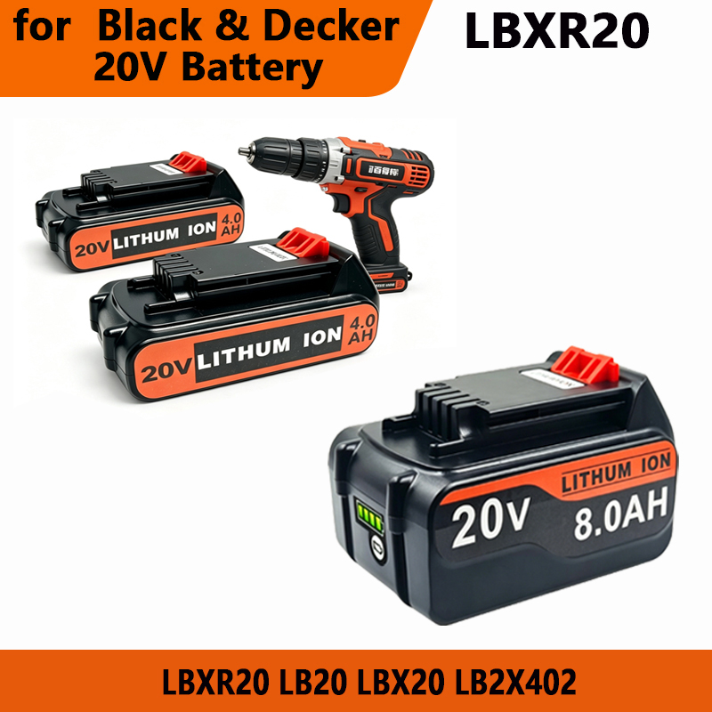 Black+Decker Tool Cordless - Für 3/4/6/8Ah Langzeit-Akku BL2018 Lithium-Ersatzakku Black