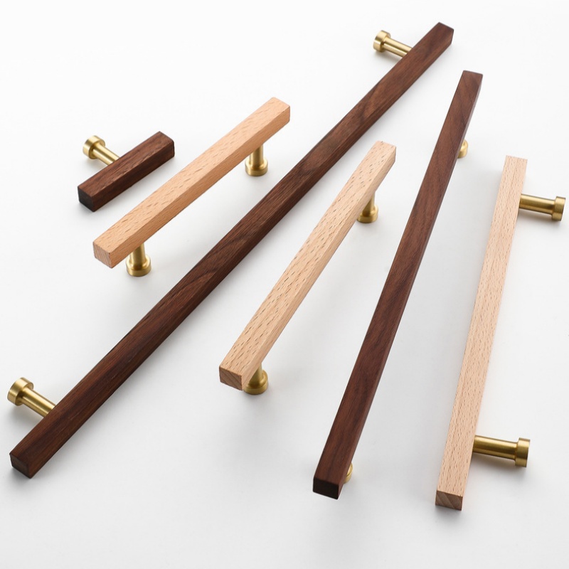 Woodworking Japanese - Massive Messing- und Buchenholzgriffe für Kleiderschranktüren,