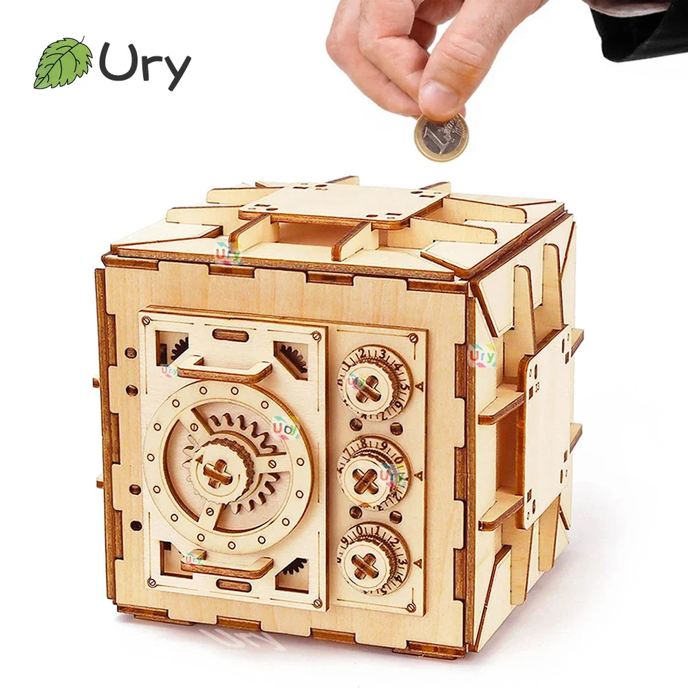 Woodworking Women - URY 3D Holzpuzzle Passwort Schatz Spardose