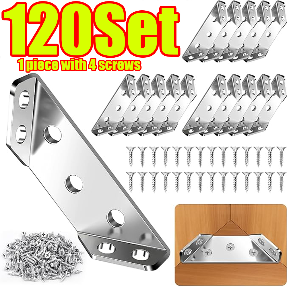 Cabinet Scraper Set - 1-120er-Set Möbel-Eckverbinder aus Edelstahl, Winkelhalterung für